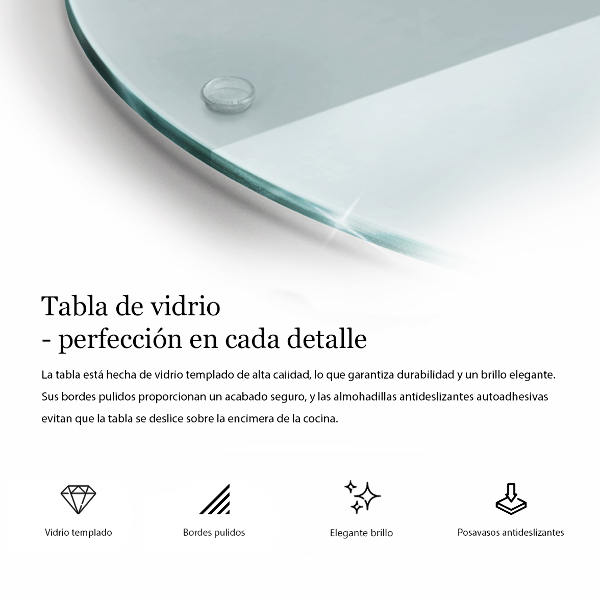 Tocător din sticlă transparent 30 cm