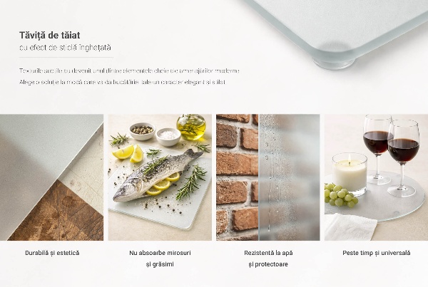 Tocător din sticlă cu dimensiunile 52 x 40 cm