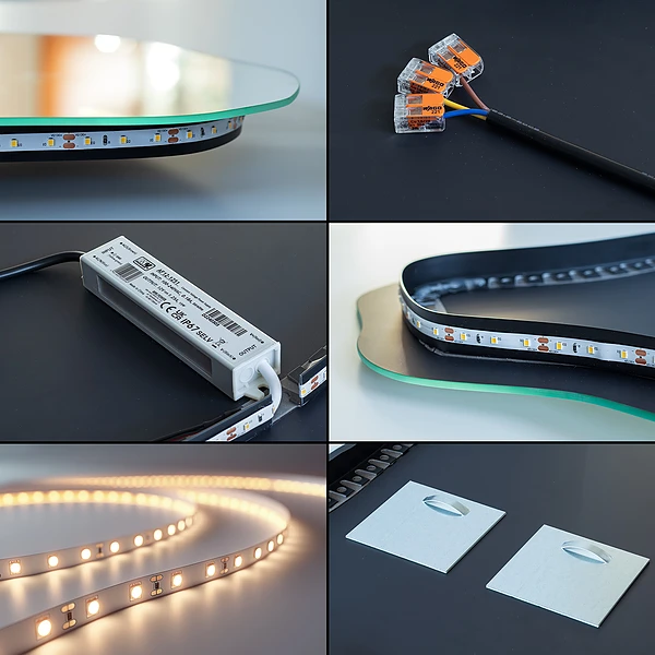 Oglindă asimetrică cu LED deosebită 40x80