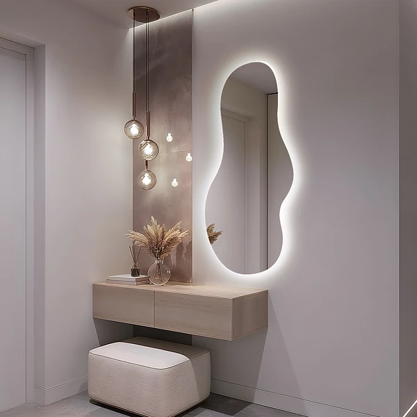 Oglindă asimetrică cu LED deosebită 40x80