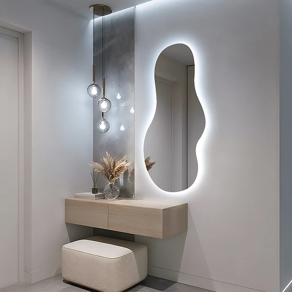 Oglindă asimetrică cu LED deosebită 40x80