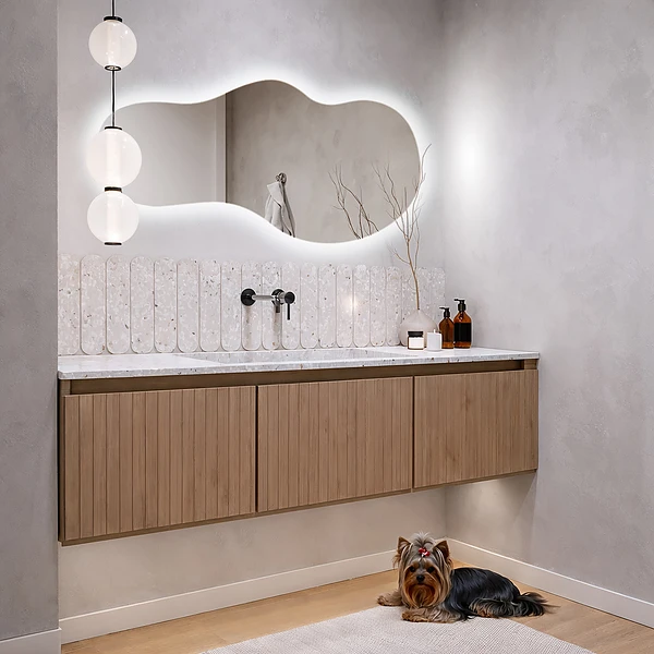Oglindă formă neregulată LED de perete 45x90