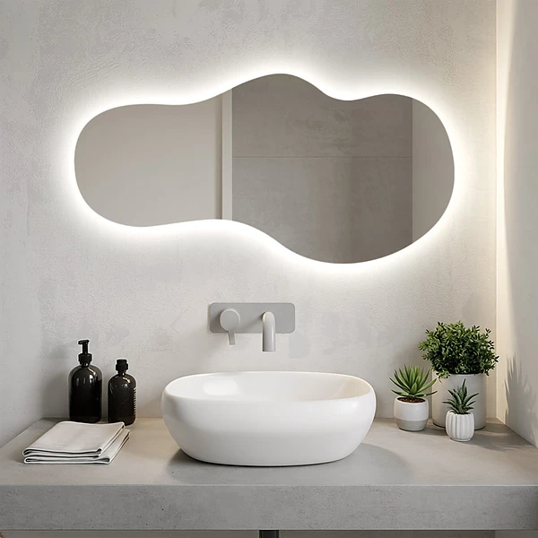 Oglindă formă neregulată LED de perete 45x90