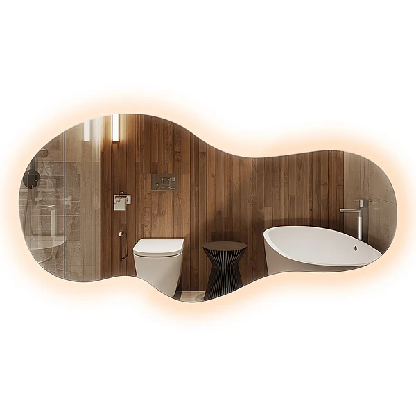 Oglindă în formă organică cu lumină modernă 50x100