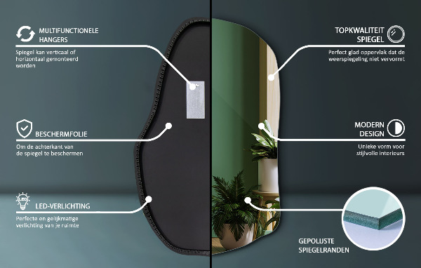 Oglinda forma neregulata led modern 80x52 cm