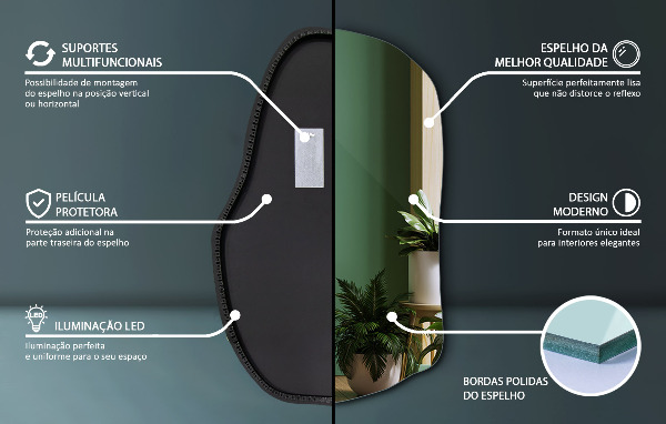 Oglindă organică cu led la modă 90x59 cm
