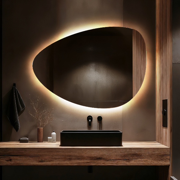 Oglindă ovoidă cu iluminare LED 50x70 cm