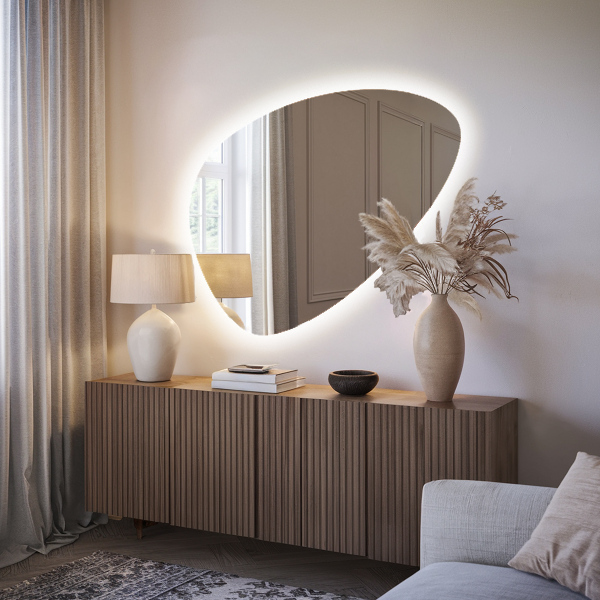 Oglindă ovală cu iluminare LED 57x80 cm