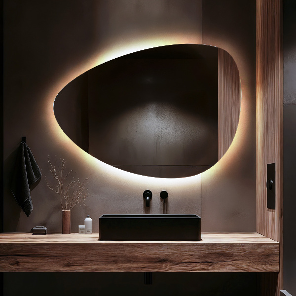Oglindă ovală cu iluminare LED 57x80 cm