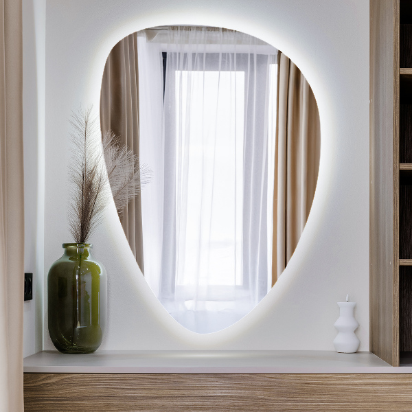 Oglindă LED în formă de ou 64x90 cm