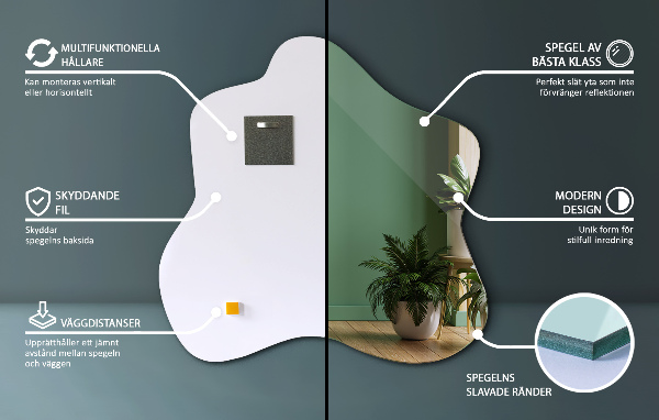 Oglindă în formă de pată unic 48x48 cm