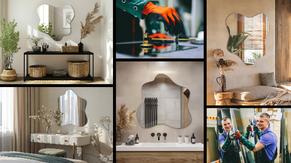 Oglindă în formă de pată unic 48x48 cm