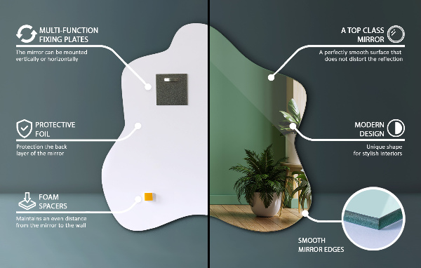 Oglindă în formă de pată unic 48x48 cm