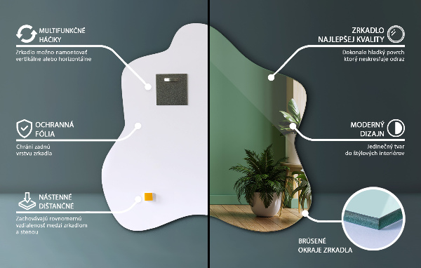 Oglindă în formă de pată unic 58x58 cm