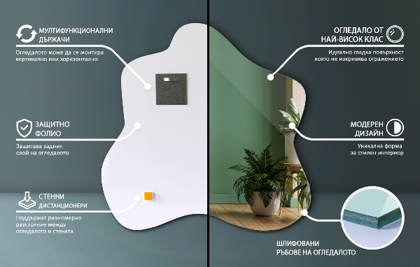 Oglindă în formă de pată unic 58x58 cm