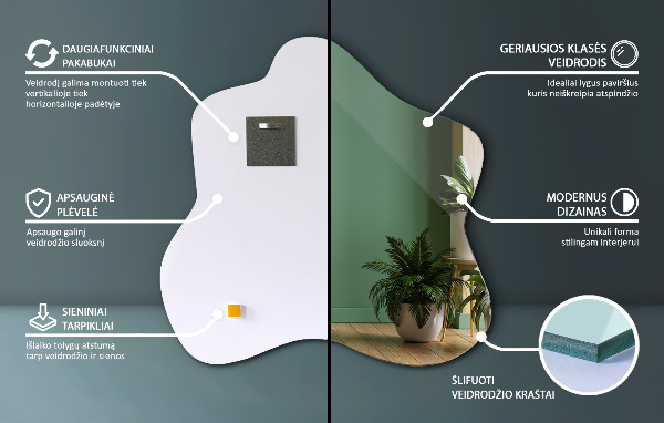 Oglindă în formă de pată unic 68x67 cm