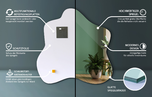 Oglindă în formă de pată unic 77x77 cm