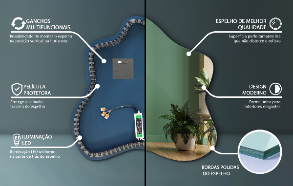 Oglinda în formă de pată neregulata led 58x58 cm