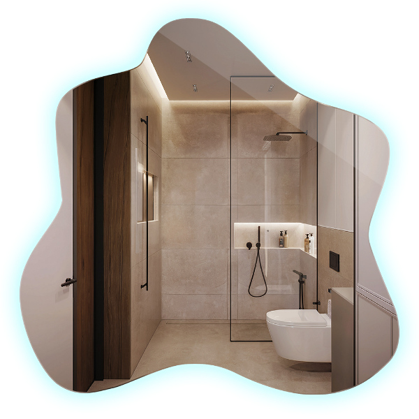 Oglinda forma neregulata pată led 77x77 cm