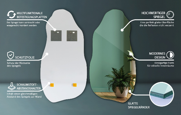 Oglinda forma neregulata accesoriu elegant fără ramă 45x90