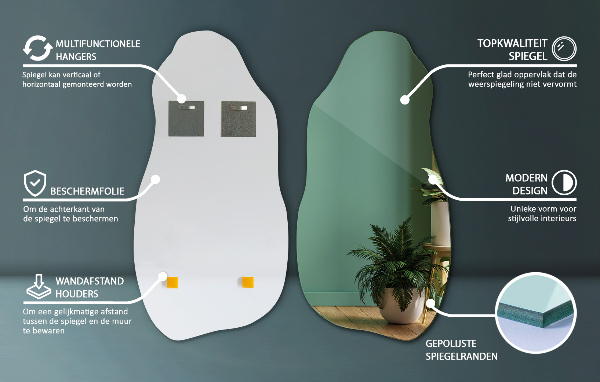 Oglinda forma neregulata accesoriu elegant fără ramă 45x90