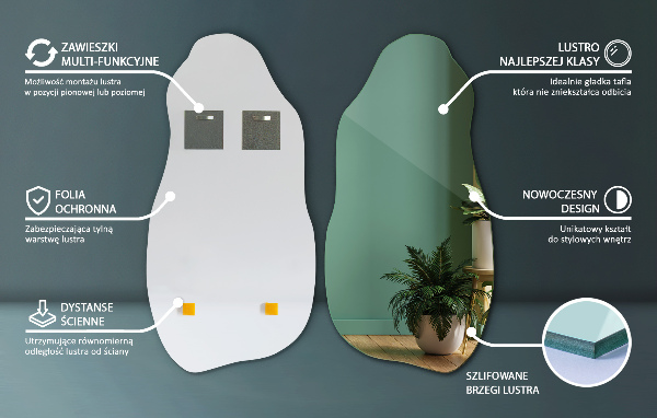 Oglinda forma neregulata accesoriu elegant fără ramă 45x90