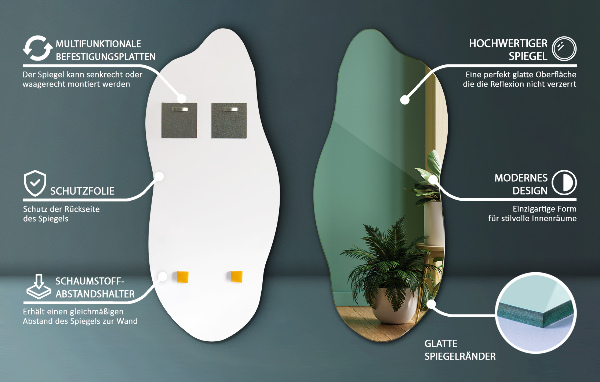 Oglindă organică decorativ pentru perete 35x80 cm