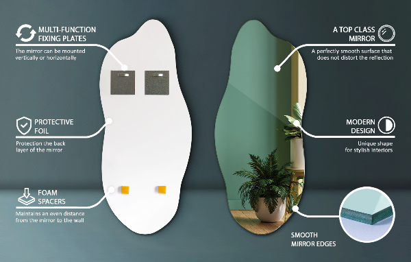 Oglindă organică decorativ pentru perete 35x80 cm