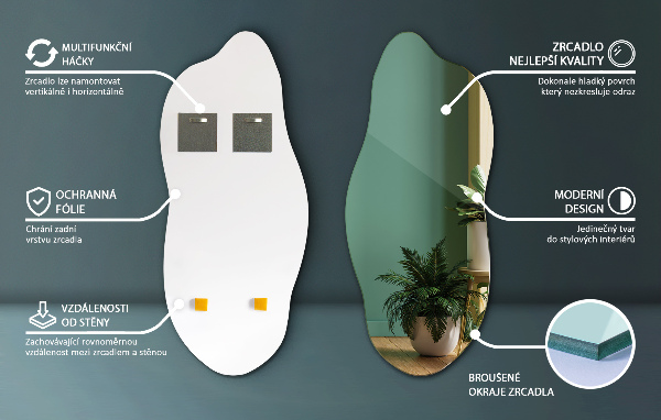 Oglindă organică modern 45x100 cm