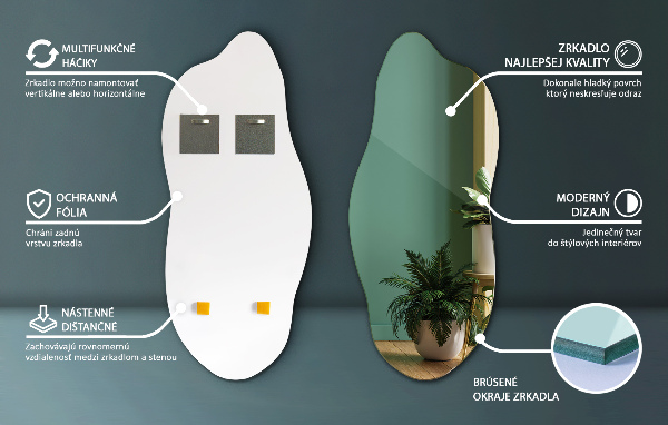 Oglindă organică modern 45x100 cm