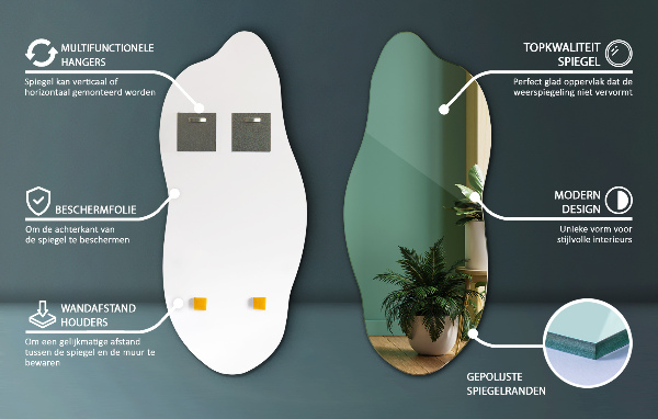 Oglindă organică modern 45x100 cm