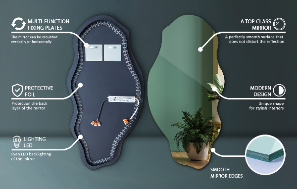 Oglinda forma neregulata led modern 45x90 cm