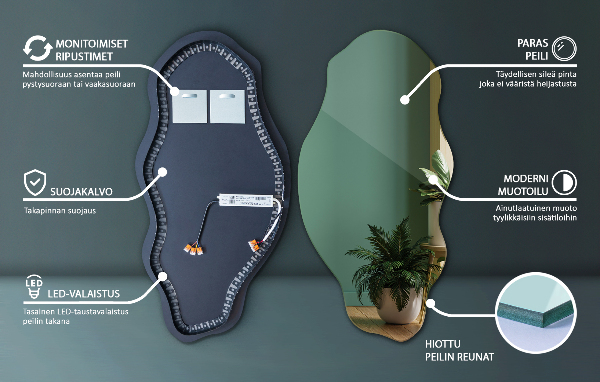Oglinda asimetrica cu led modern 50x100 cm