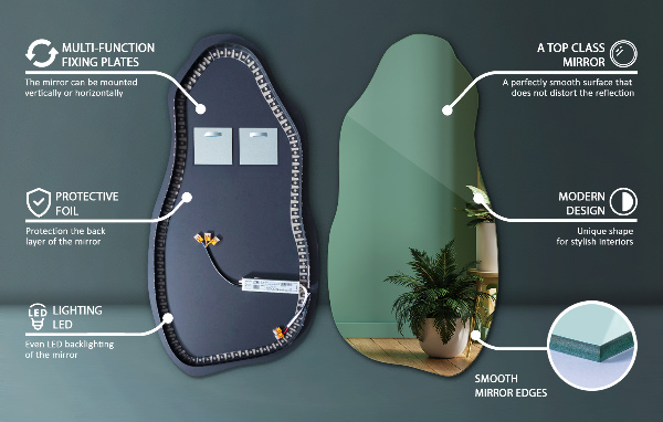 Oglinda forma neregulata led minimalist 45x90 cm