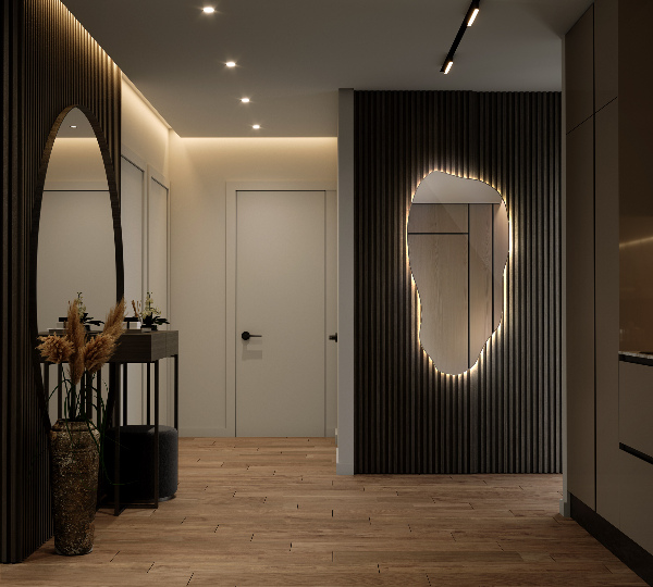 Oglinda asimetrica cu led minimalist 50x100 cm