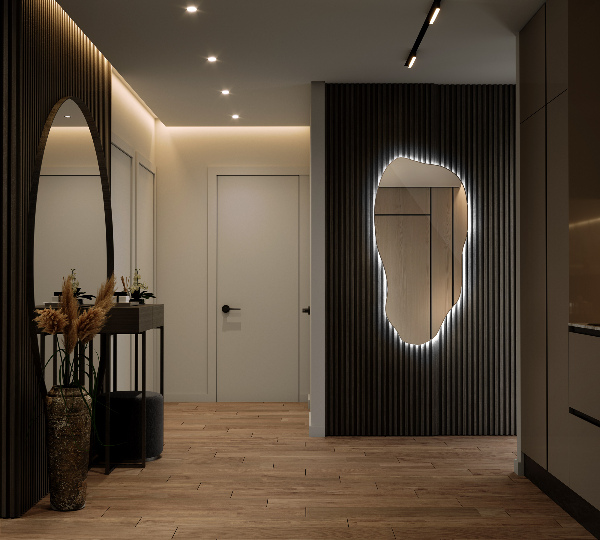 Oglinda asimetrica cu led minimalist 50x100 cm