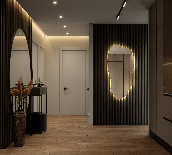 Oglinda asimetrica cu led minimalist 50x100 cm