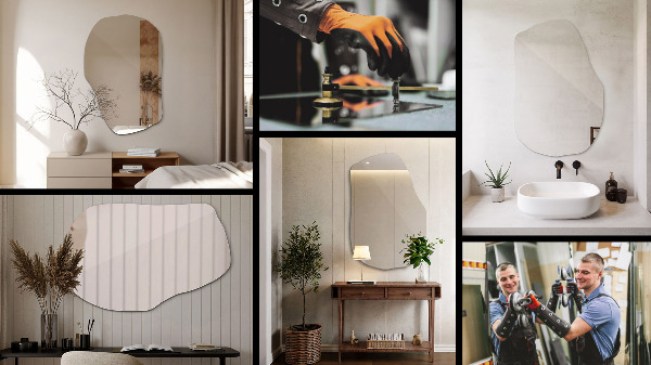 Oglinda asimetrica decorative 70x46 cm