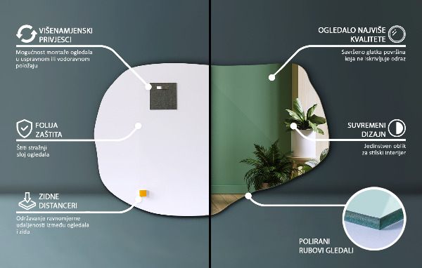 Oglindă neregulata fără ramă 80x52 cm