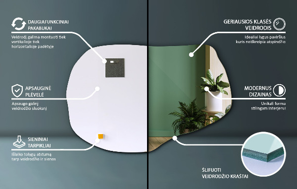 Oglindă în formă organică elegantă 90x59 cm