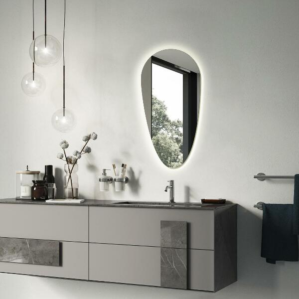 Oglinda baie lacrimă cu led 50x100 cm