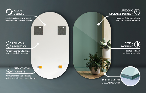 Oglinda ovală fara rama 40x70 cm