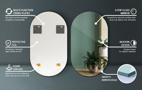 Oglinda ovală fara rama 40x70 cm