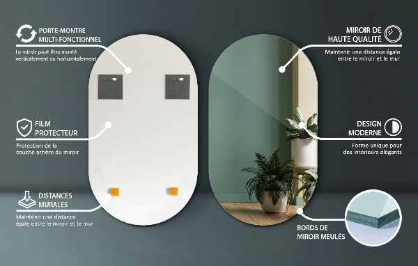 Oglinda formă ovală fara rama 46x80 cm