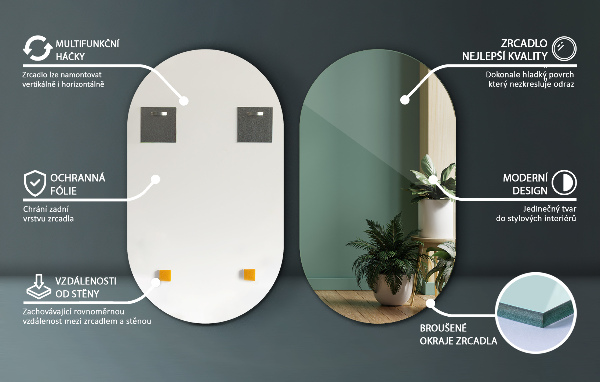 Oglinda formă ovală fara rama 46x80 cm