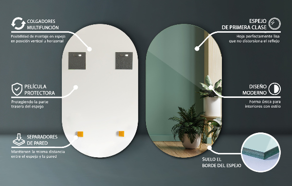 Oglinda formă ovală fara rama 46x80 cm