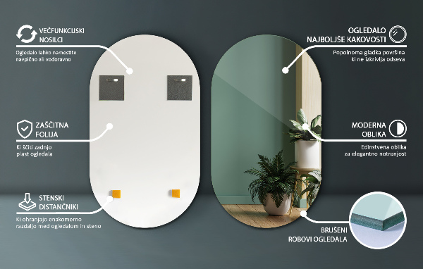 Oglinda forma neregulata fara rama 52x90 cm
