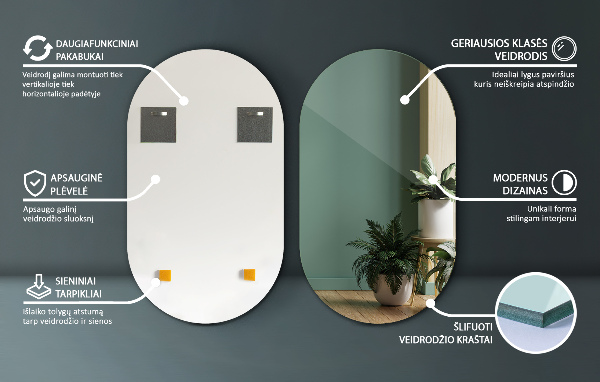 Oglinda forma neregulata fara rama 52x90 cm