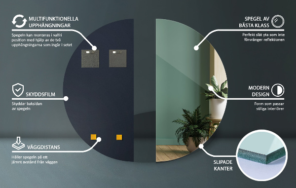 Oglinda semilună perete fara rama 30x60 cm