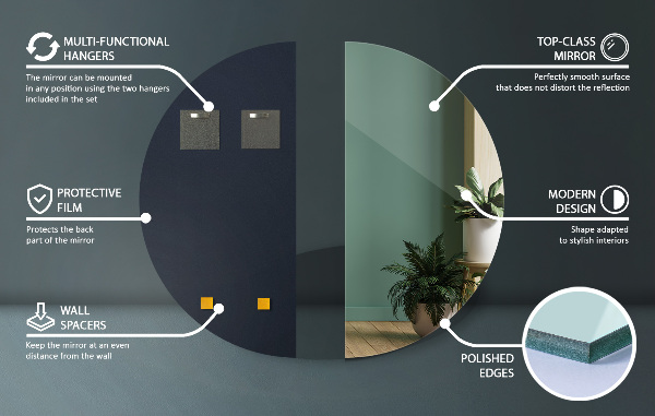 Oglinda semilună decorativa fara rama 50x100 cm